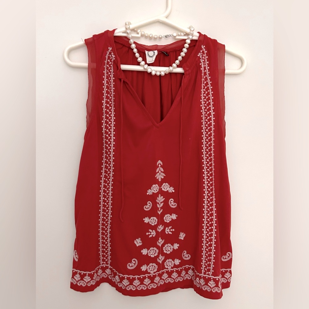 Anthropologie Red Sleeveless Top, Size S